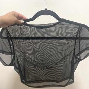 Black mesh/sheer crop top